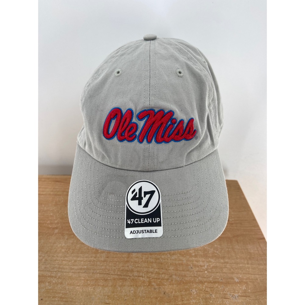 47 Brand Ole Miss Rebels Clean Up Adjustable Hat Gray Mens NCAA